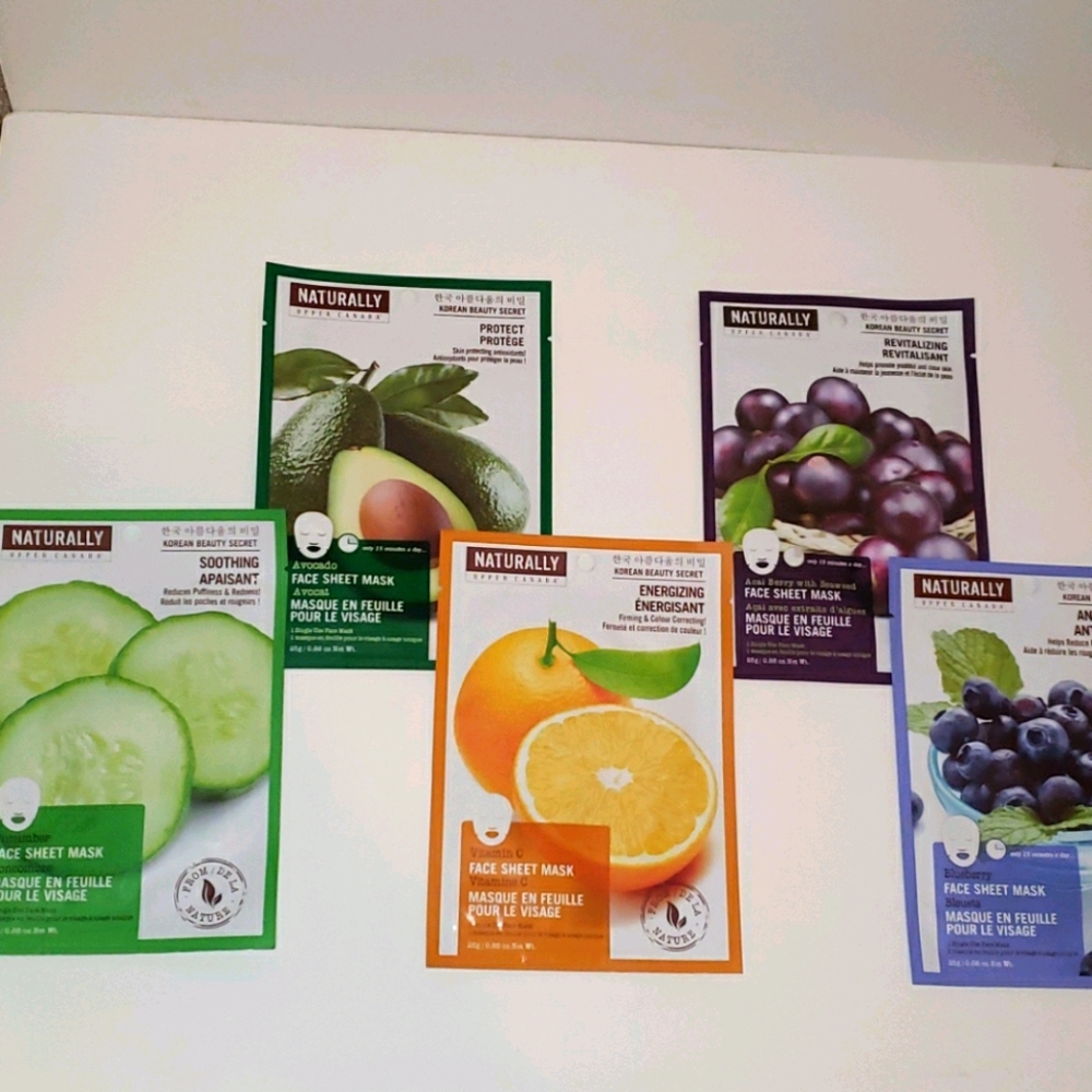 Naturally Upper Canada Single Use Face Sheet Masks - Avocado